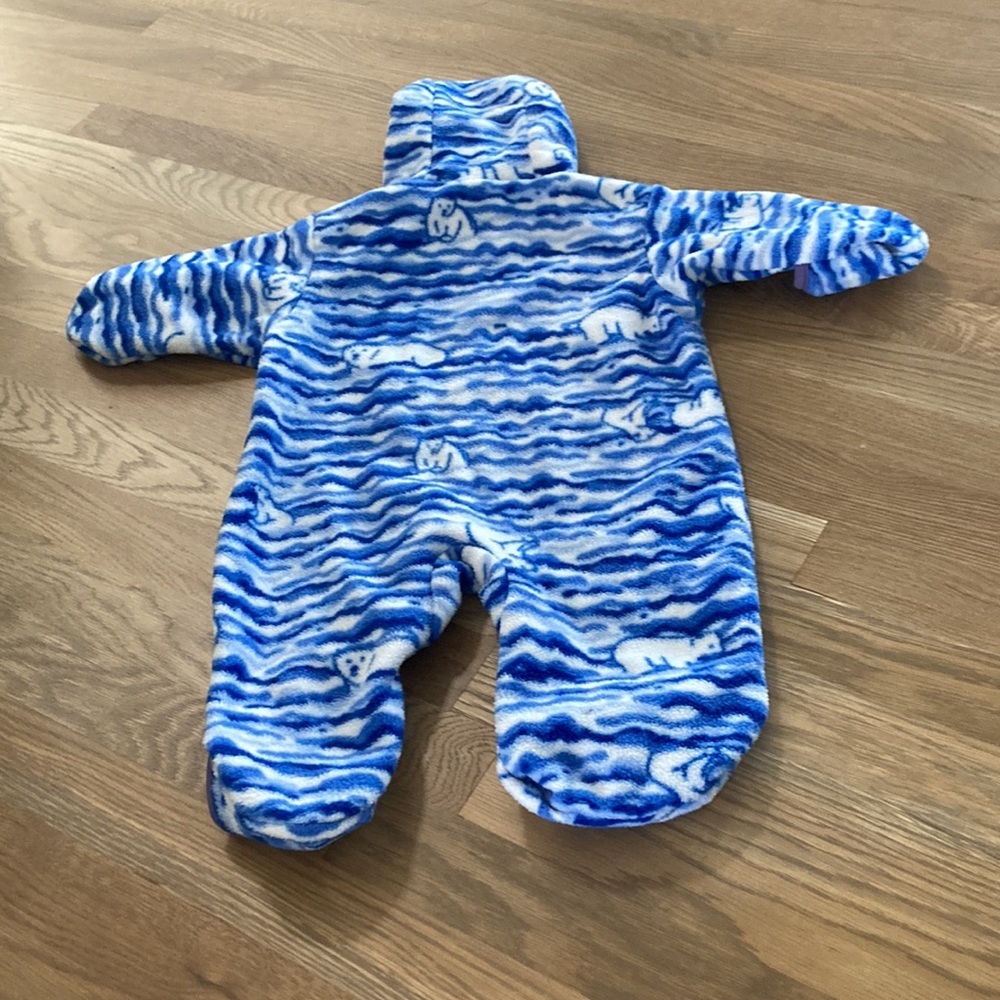 Columbia Blue White Polar Bear Polyester Fleece Winter Full Zip Bunting Suit - Picture 2 of 7